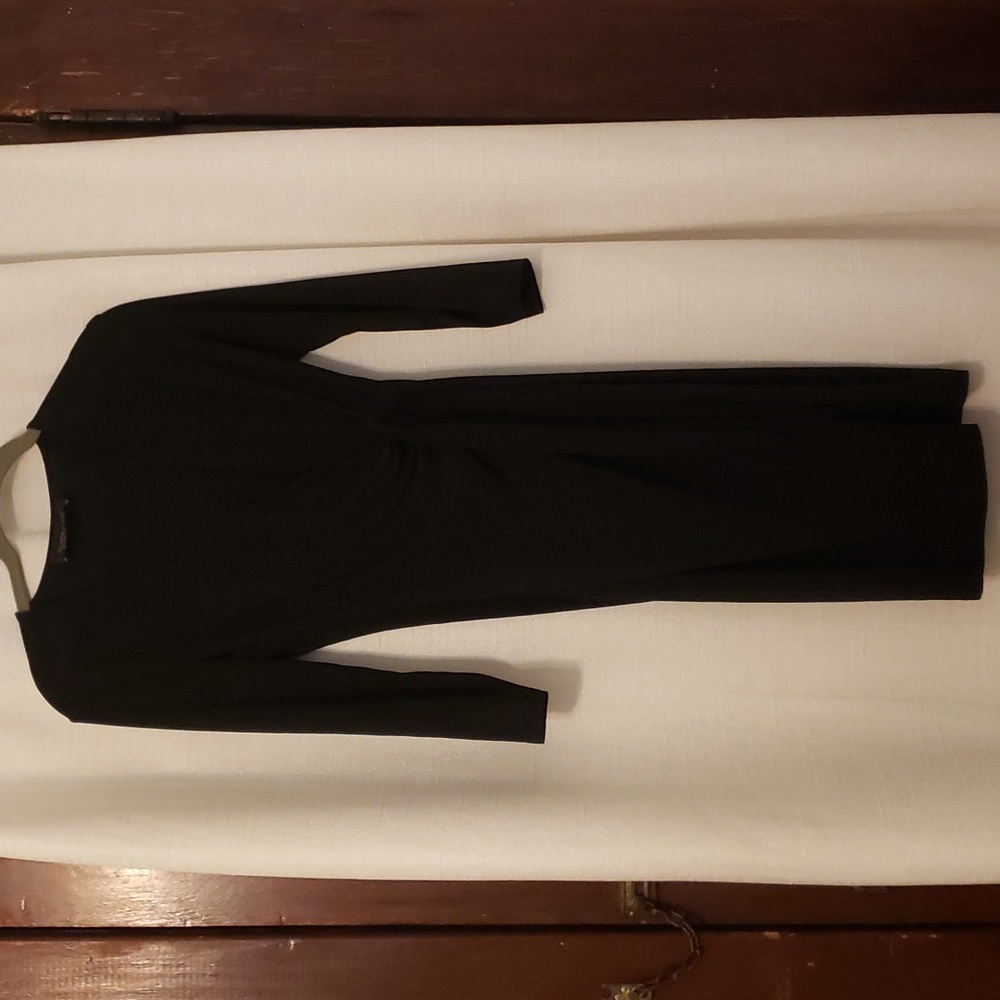 EVAN PICONE Black Label faux wrap short sleeve stretch bodycon black sz 4 dress